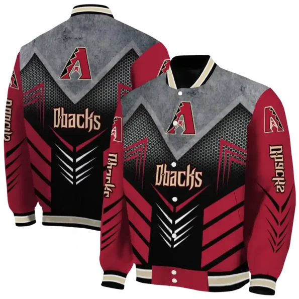 arizona diamondbacks arrow layer red black varsity jacket fashion forward