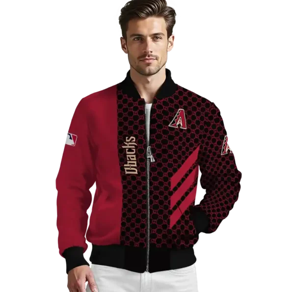 arizona diamondbacks triple side stripes red black bomber jacket high quality.webp