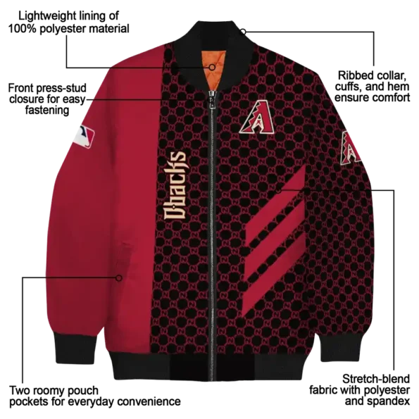 arizona diamondbacks triple side stripes red black bomber jacket new arrival.webp