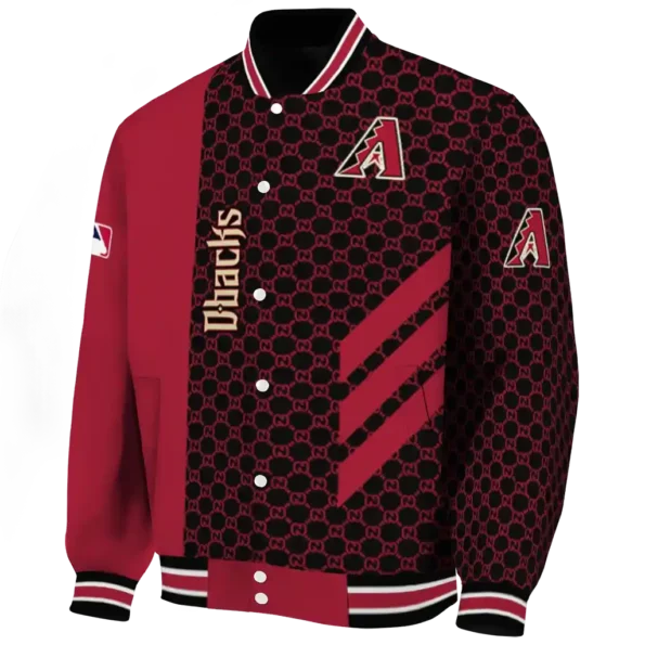 arizona diamondbacks triple side stripes red black varsity jacket best selling