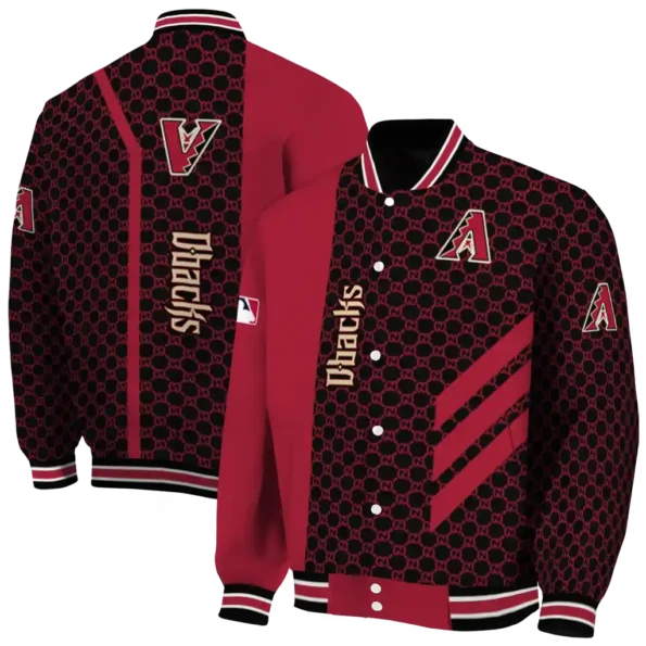 arizona diamondbacks triple side stripes red black varsity jacket fashion forward