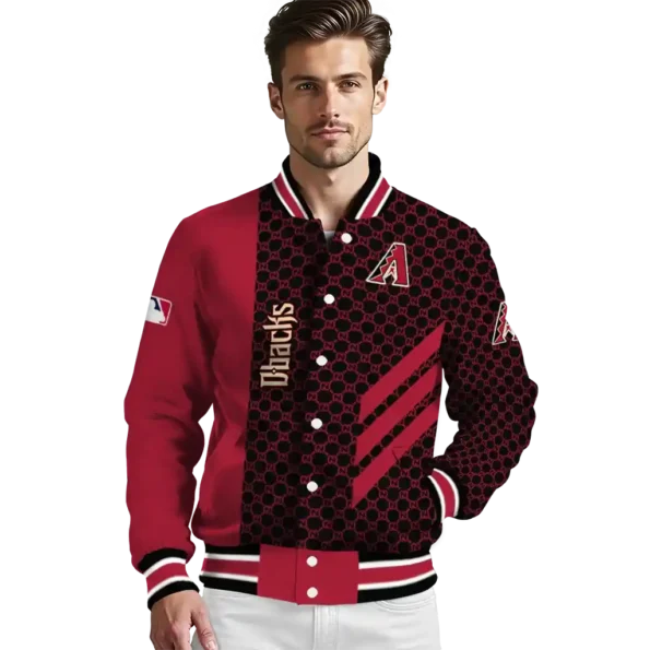 arizona diamondbacks triple side stripes red black varsity jacket high quality