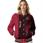 arizona diamondbacks triple side stripes red black varsity jacket best selling