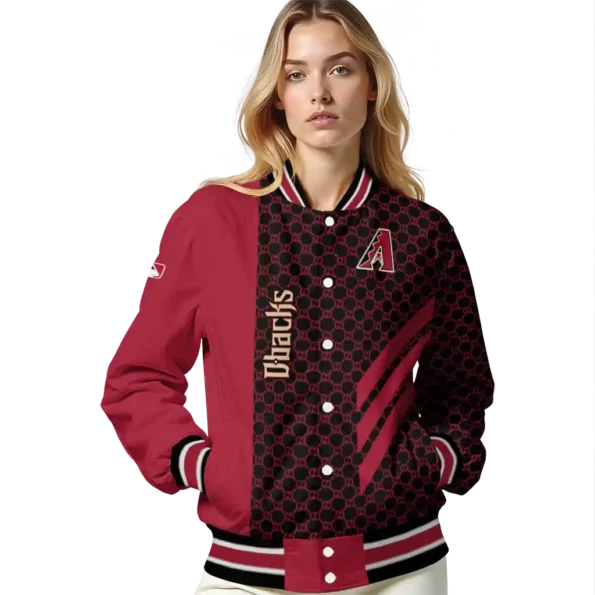 arizona diamondbacks triple side stripes red black varsity jacket latest model