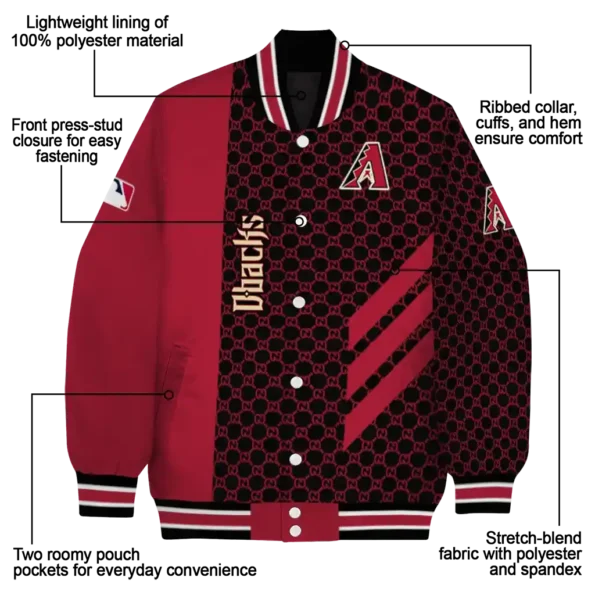 arizona diamondbacks triple side stripes red black varsity jacket new arrival