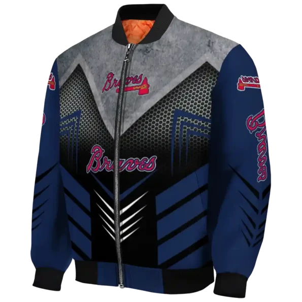 atlanta braves arrow layer navy black bomber jacket best selling.webp