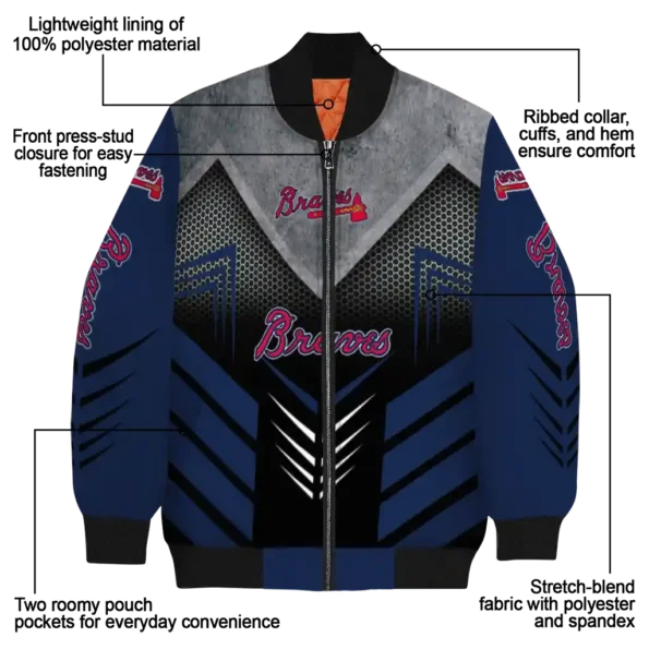 atlanta braves arrow layer navy black bomber jacket new arrival.webp