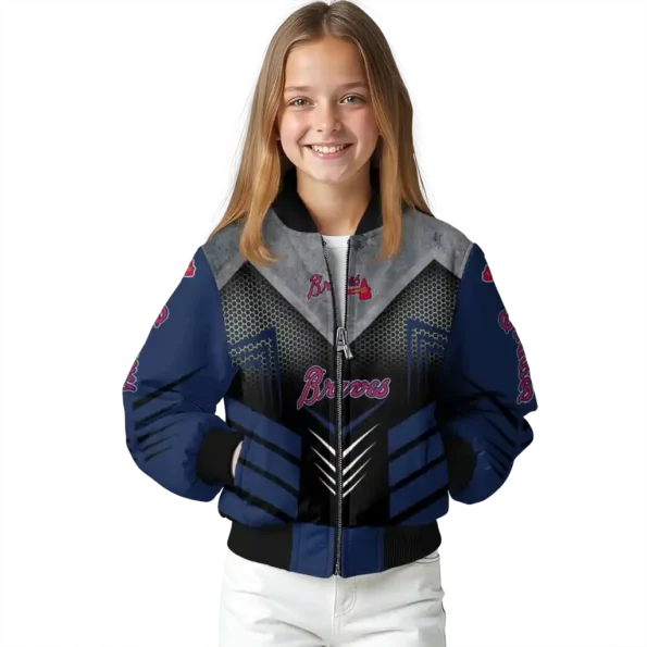 atlanta braves arrow layer navy black bomber jacket top rated.webp