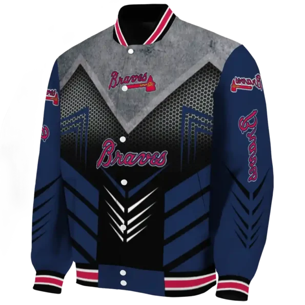 atlanta braves arrow layer navy black varsity jacket best selling