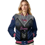 atlanta braves arrow layer navy black varsity jacket best selling