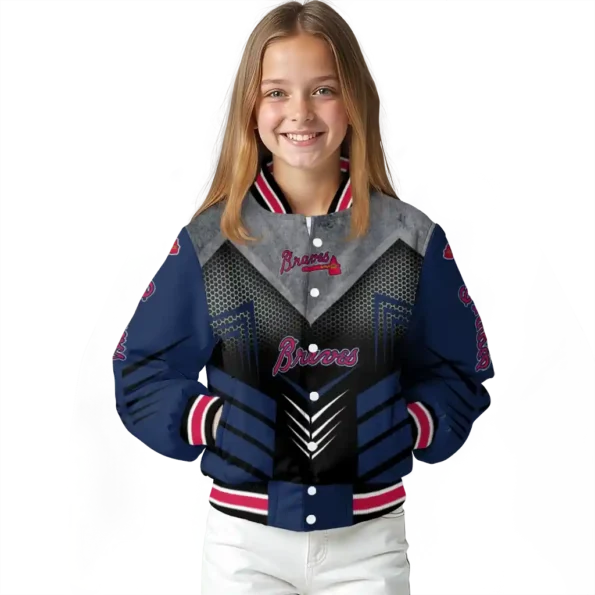 atlanta braves arrow layer navy black varsity jacket top rated