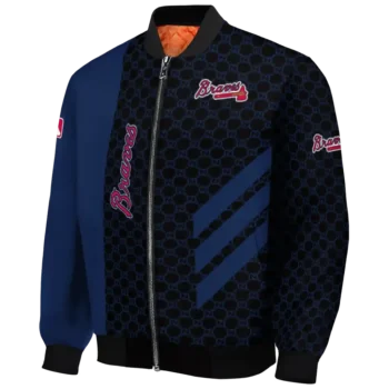 atlanta braves triple side stripes navy black bomber jacket best selling