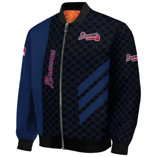 atlanta braves triple side stripes navy black bomber jacket best selling