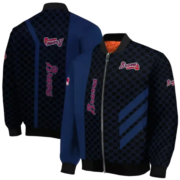 atlanta braves triple side stripes navy black bomber jacket fashion forward