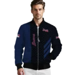 atlanta braves triple side stripes navy black bomber jacket best selling