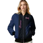 atlanta braves triple side stripes navy black bomber jacket best selling
