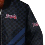 atlanta braves triple side stripes navy black bomber jacket best selling