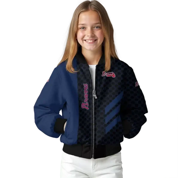 atlanta braves triple side stripes navy black bomber jacket top rated