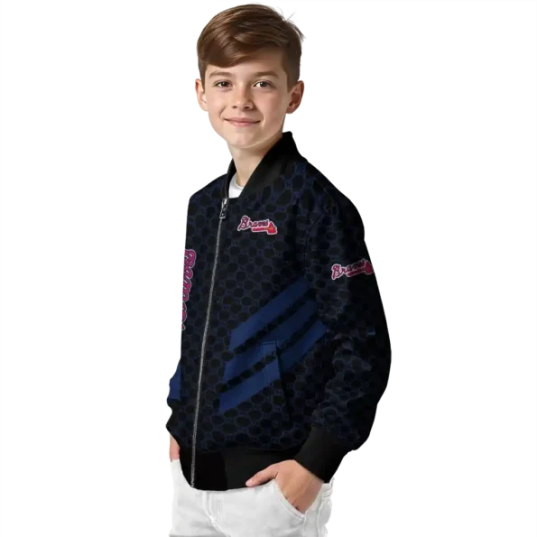 atlanta braves triple side stripes navy black bomber jacket trendy