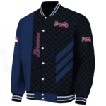atlanta braves triple side stripes navy black varsity jacket best selling