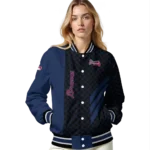 atlanta braves triple side stripes navy black varsity jacket best selling