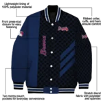 atlanta braves triple side stripes navy black varsity jacket best selling