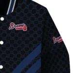 atlanta braves triple side stripes navy black varsity jacket best selling