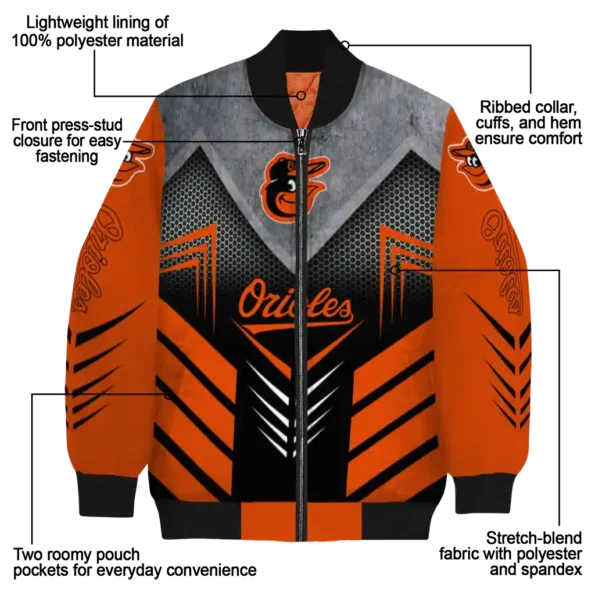 baltimore orioles arrow layer orange black bomber jacket new arrival