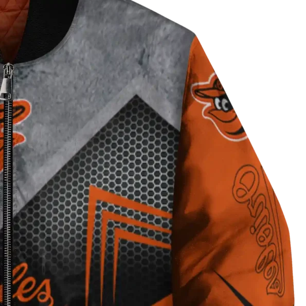 baltimore orioles arrow layer orange black bomber jacket premium grade