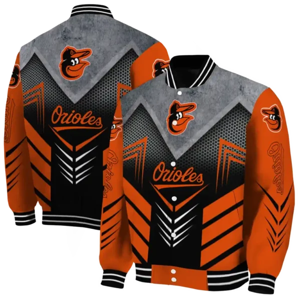 baltimore orioles arrow layer orange black varsity jacket fashion forward