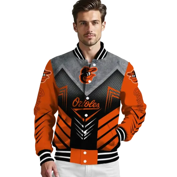 baltimore orioles arrow layer orange black varsity jacket high quality