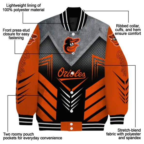 baltimore orioles arrow layer orange black varsity jacket new arrival