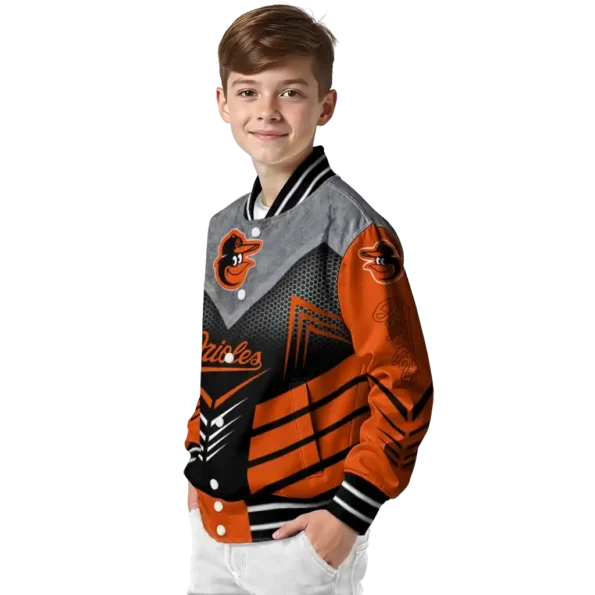 baltimore orioles arrow layer orange black varsity jacket trendy