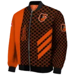baltimore orioles triple side stripes orange black bomber jacket best selling