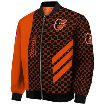 baltimore orioles triple side stripes orange black bomber jacket best selling