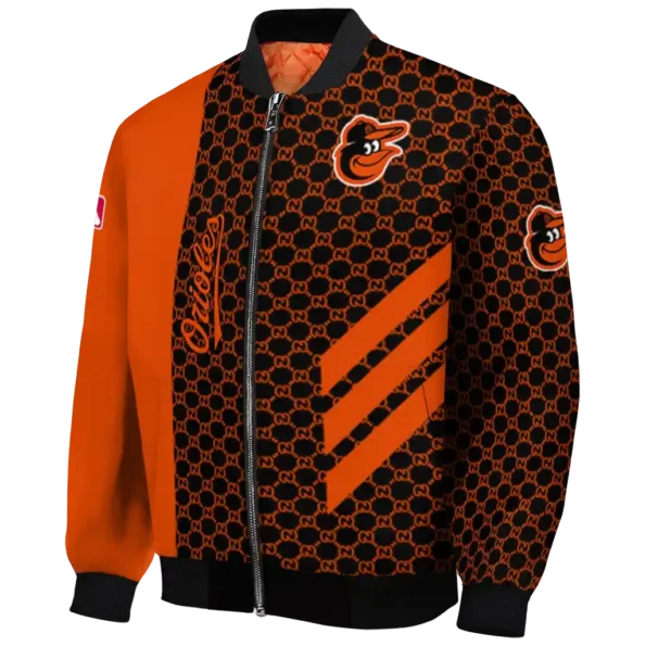 baltimore orioles triple side stripes orange black bomber jacket best selling