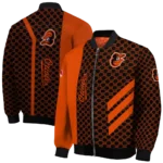 baltimore orioles triple side stripes orange black bomber jacket best selling