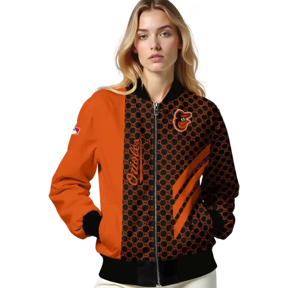baltimore orioles triple side stripes orange black bomber jacket latest model