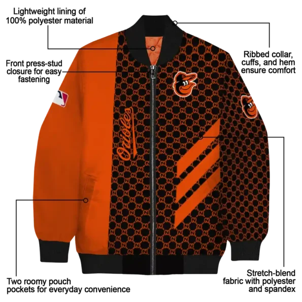 baltimore orioles triple side stripes orange black bomber jacket new arrival