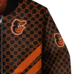 baltimore orioles triple side stripes orange black bomber jacket best selling