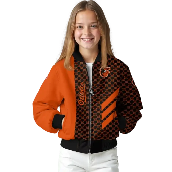 baltimore orioles triple side stripes orange black bomber jacket top rated