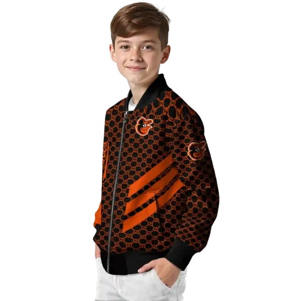 baltimore orioles triple side stripes orange black bomber jacket trendy