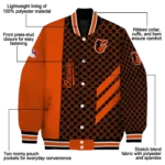 baltimore orioles triple side stripes orange black varsity jacket best selling
