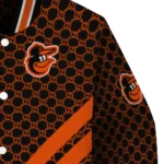 baltimore orioles triple side stripes orange black varsity jacket best selling
