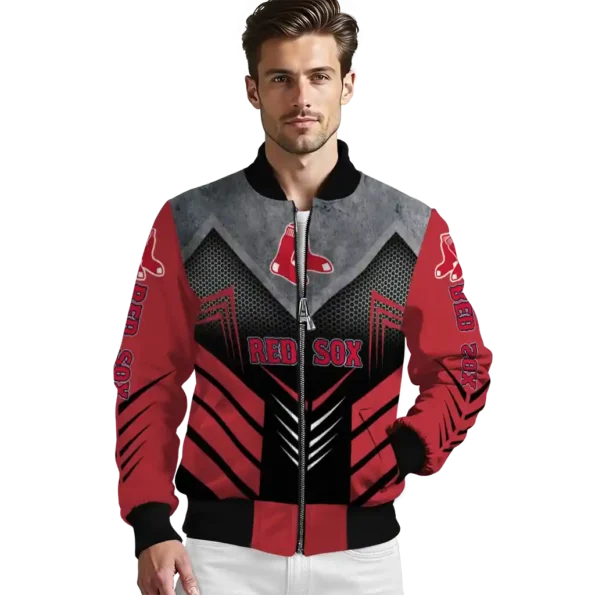 boston red sox arrow layer red black bomber jacket high quality