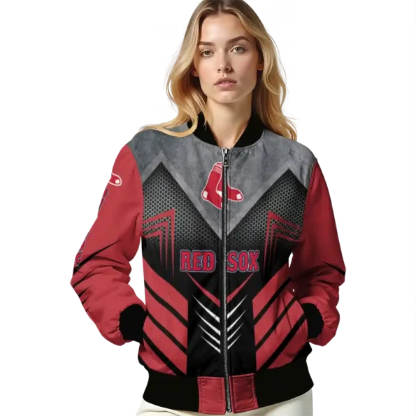 boston red sox arrow layer red black bomber jacket latest model