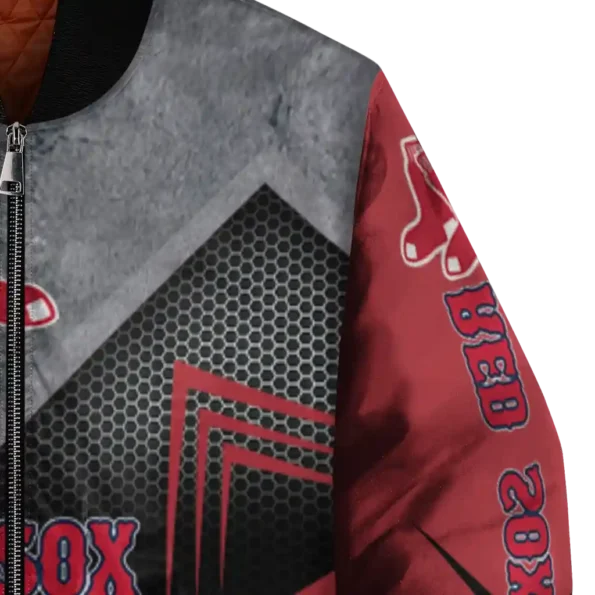 boston red sox arrow layer red black bomber jacket premium grade