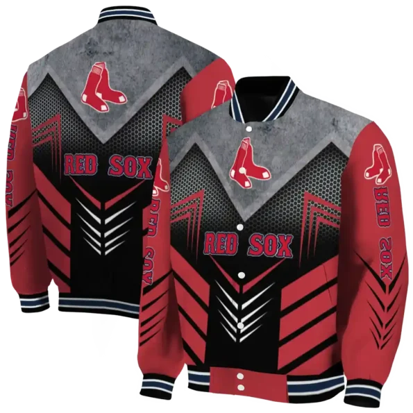 boston red sox arrow layer red black varsity jacket fashion forward