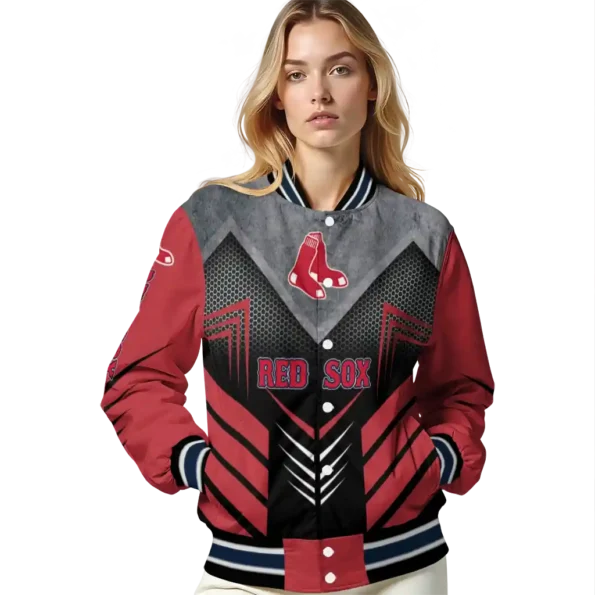 boston red sox arrow layer red black varsity jacket latest model