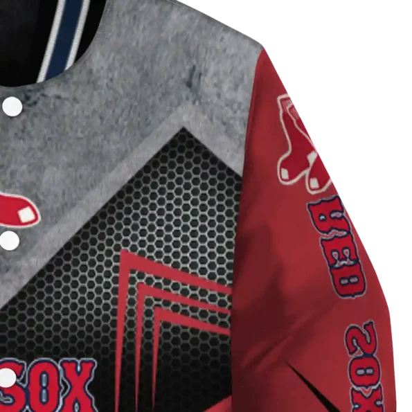boston red sox arrow layer red black varsity jacket premium grade